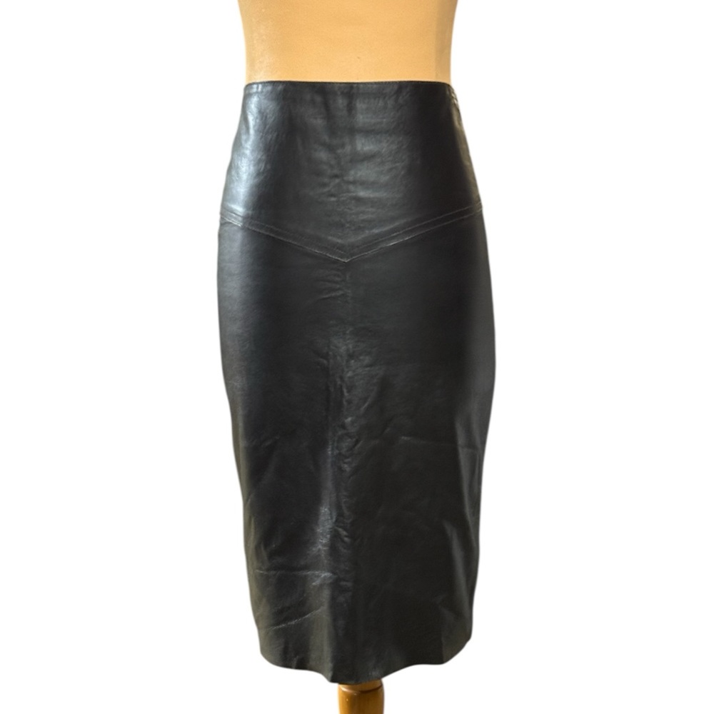 Glen Arthur by Chester, Chocolate Brown Leather Pencil Skirt